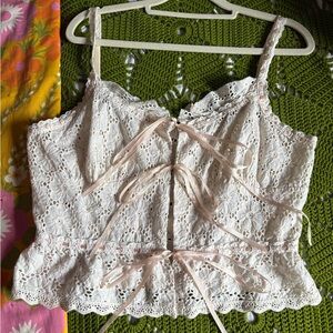 Victoria's Secret off white floral eyelet lace corset camisole, M